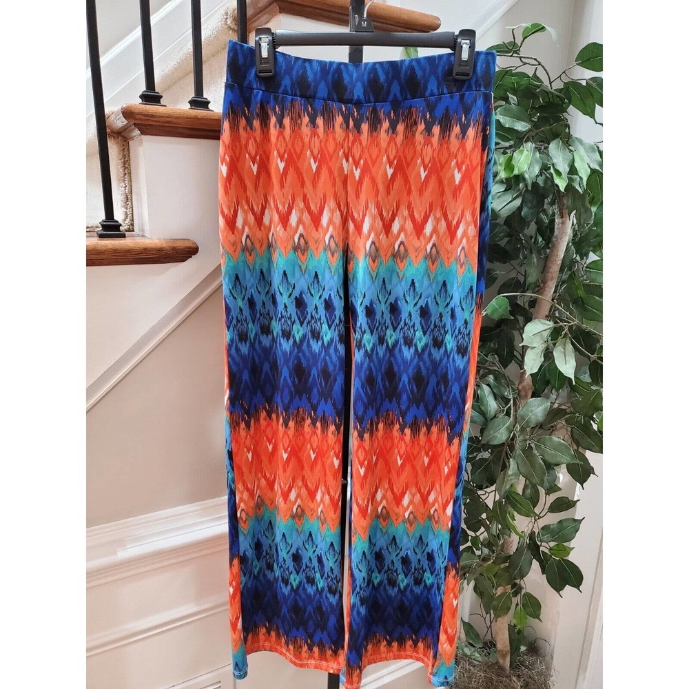 Violet‎ b. Palazzo Multicolor Polyester Mid Rise Wide Legs Comfort Waist Pant S